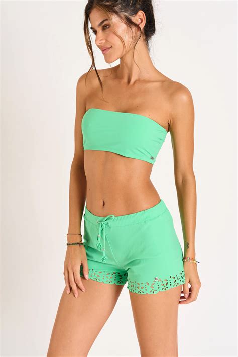 Trocio Huawei Green Tankini Bandeau Bikini Top Banana Moon