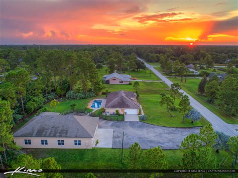 Loxahatchee Florida Sunset Over Real Estate Home Aerial Photo | HDR ...