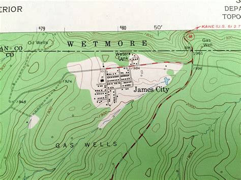 Antique James City Pennsylvania 1966 Us Geological Survey Etsy