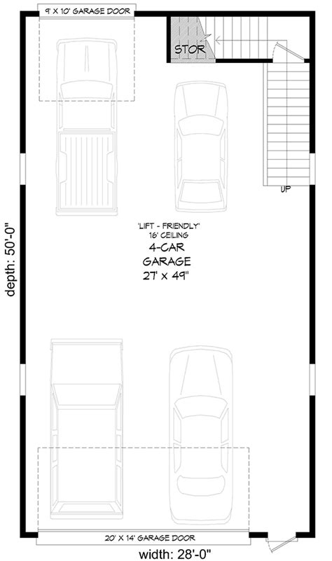 Barn Like Detached Sq Ft Rv Friendly Garage Plan With Storage