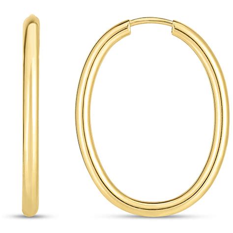 14k Yellow Gold Endless Oval Hoop Earrings 1in Jje14731 Joy Jewelers