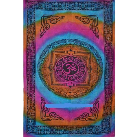 Tie Dye Hindu Aum Om Wall Tapestry In Tapestry Wall Tapestry