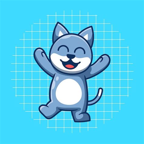 Lindo Gato Feliz Mascota Vector Ilustraci N Vector Premium