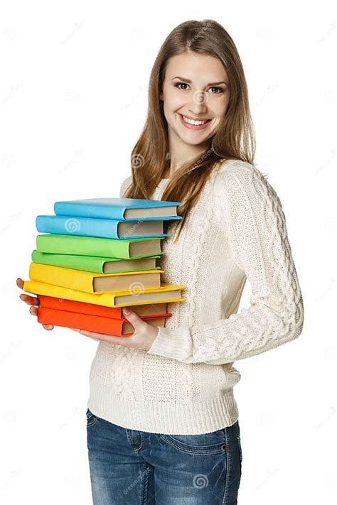 Happy Woman Holding Books Stock Image Image Of Casual 29518059