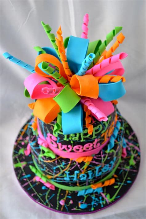 Neon Splatter Cake Decorated Cake By Susan Cakesdecor