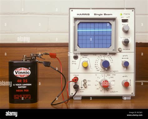 Battery Connected To Cathode Ray Oscilloscope Or Cro Shows Dc Voltage