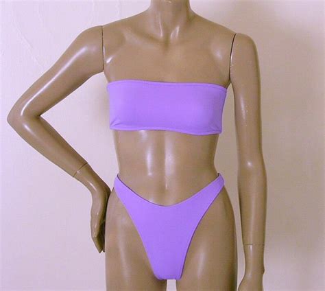 80s 90s Thong Bikini Bottom Swimsuit With High Leg And Etsy