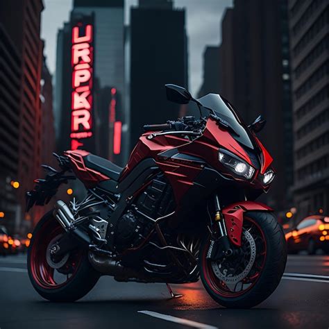 Premium AI Image | Dark red Kawasaki Ninja