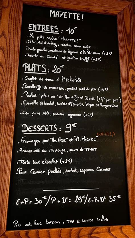 Mazette Annecy Menu Et Photos