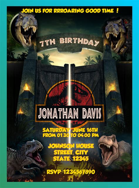 Jurassic World Birthday Invitation Jurassic World Party Invitation Jurassic World Digital