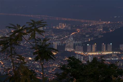 night view penang hill  malaysia stock   royalty