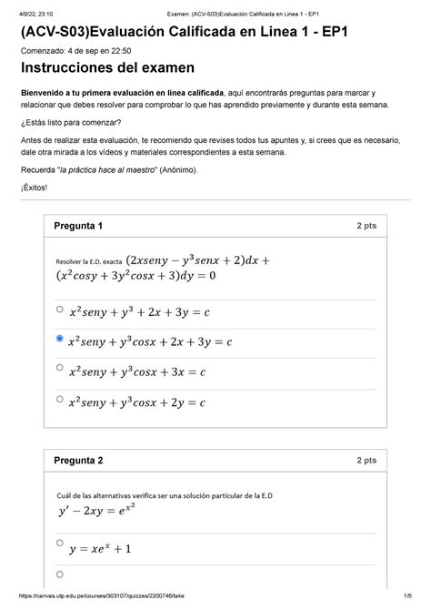 Examen Acv S03 Evaluación Calificada En Linea 1 Ep1 Resuelta Acv S03 Evaluación Calificada