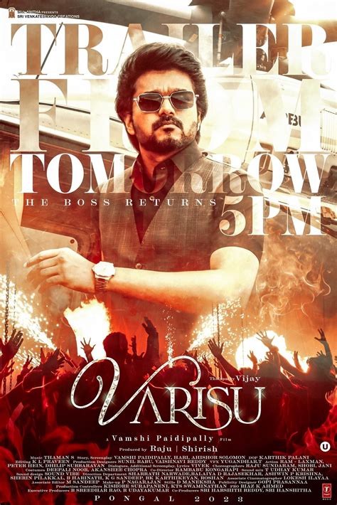 Varisu Trailer Release Date Time Tamil Movie Music Reviews And News