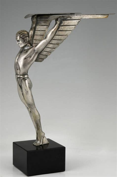 Icarus Art Deco Bronze Sculpture Of A Winged Athlete Deconamic