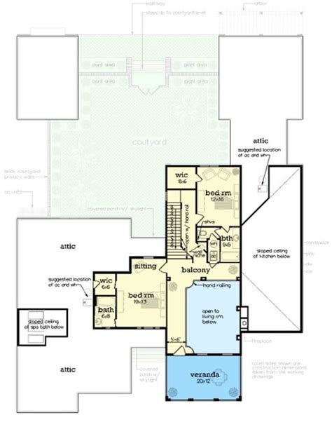 Two Story Transitional Bedroom Home With Balcony And Courtyard Floor