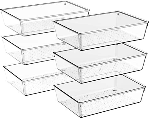 Snazzy Pack Large Size Clear Plastic Drawer Organizers Versatile