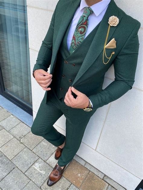 Men Suits Green 3 Piece Beach Wedding Suit Groom Wear Suits Wedding