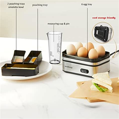 Evoloop Rapid Egg Cooker Electric 6 Eggs Capacity Soft Medium Hard Boiled Poacher Omelet