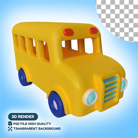 Ícone De Ilustração 3d De ônibus Escolar Psd Premium