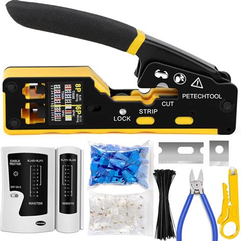 Petechtool Rj Crimp Tool Pass Through Ethernet Crimping Tool Kit