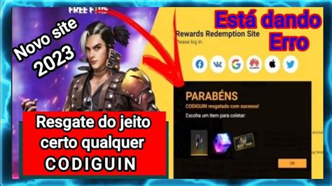 Como Resolver ERRO No Site De CODIGUINHO Do Free Fire Ou Como Resgatar