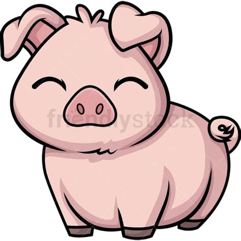 Chibi Kawaii Pig Clipart Cartoon Vector Friendlystock