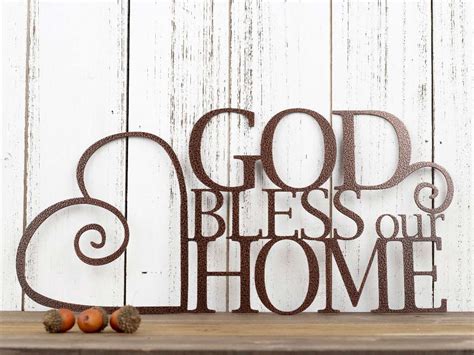 God Bless Our Home Metal Sign, God Bless, Heart, Metal Wall Art, Wall Hanging, Metal Wall Decor ...