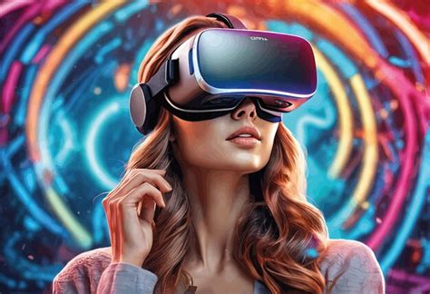 Mulher usando óculos e capacete vr tecnologia futurista realidade