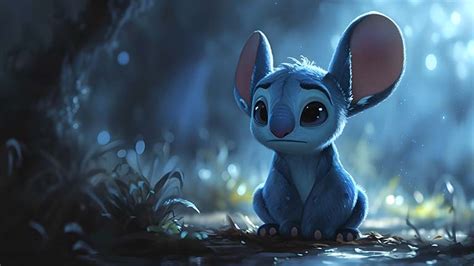 🌟 Disney Thoughtful Stitch Wallpaper 4K - Cool Desktop Wallpaper