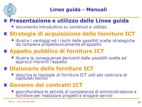 1 Parma 28 novembre 2005 Linee Guida per la Qualità delle Forniture