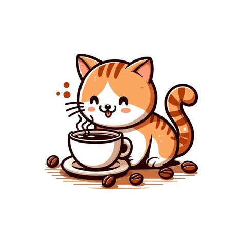 Premium Vector | Cat drinking coffee ai generated image