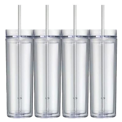 Oz Clear Skinny Acrylic Tumbler Double Wall Pack Walmart