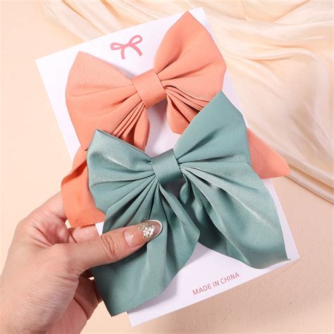 2Pcs Set Coreanos Femininos Grampos De Cabelo Sweet Big Bowknot Hair