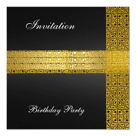 Black Gold Birthday Party Invitation