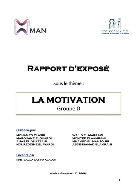 Pdf rapport dexpose motivation 1 compress apport dexposéapport d