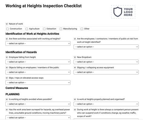 Working At Heights Inspection Checklist Joyfill