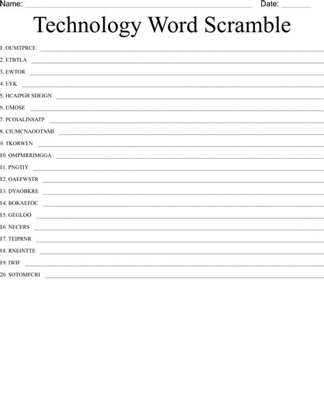 Technology Word Search Printable