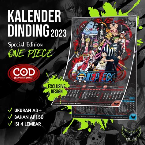 One Piece Piece Anime Wall Calendar Sheets Ap A Size