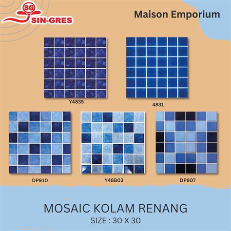 Jual Mosaic Keramik Sin Gres Kolam Renang Biru Mozaic Mosaik Mozaik