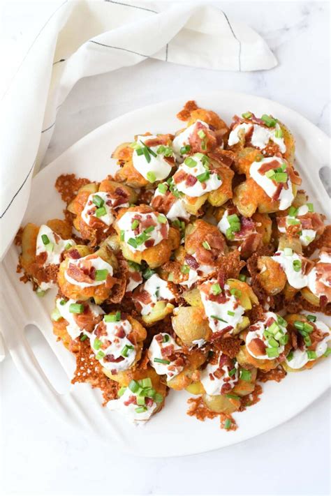 Easy Oven Baked Loaded Smashed Baby Potatoes Sizzling Eats