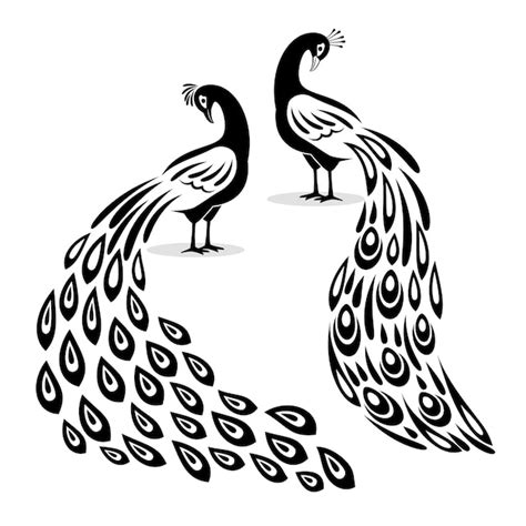 Premium Vector Peafowl Silhouettes Black Peacock Logo Elements