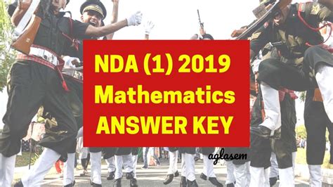 Nda 1 Answer Key 2019 Of Mathematics Set A B C D By Aglasem Nda Upsc Youtube