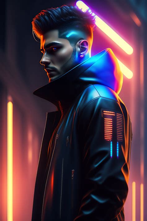 Lexica Futuristic Male Hacker Light Effects Digital Art Cyberpunk