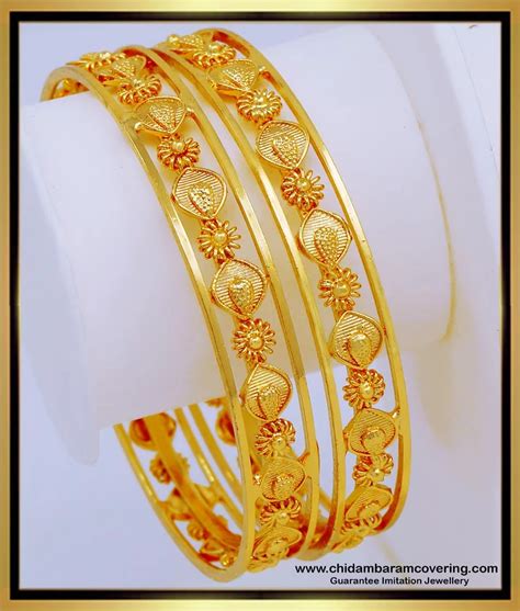 Buy New Gold Model Bangles Collection Flower Design 1 Gram Gold Bangles