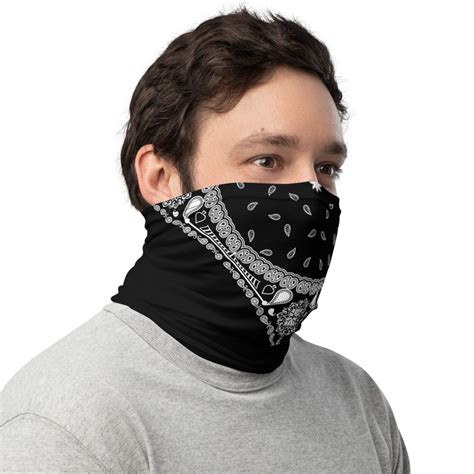 Gaiter Face Mask Black Bandanna Style Design Neck Gaiter Etsy