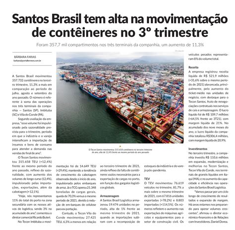 Sopesp Santos Brasil Tem Alta Na Movimenta O De Cont Ineres No