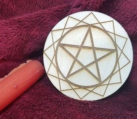 Wooden Pentacle Pentagram Altar Tile Wiccan Divination With Sacred