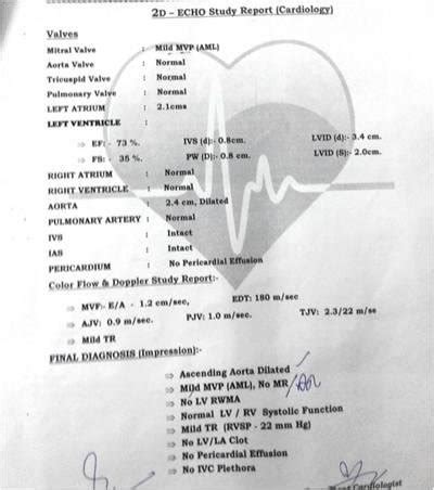 2D echo report showing MVP and Ascending Aorta dilatation. | Download ...