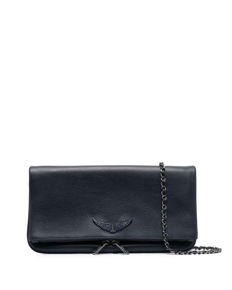 Zadig And Voltaire Leather Grained Wings Patch Bag In Blue Lyst Uk