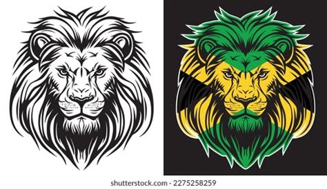 Lion Head Jamaican Flag Front View Stock Vector (Royalty Free ...